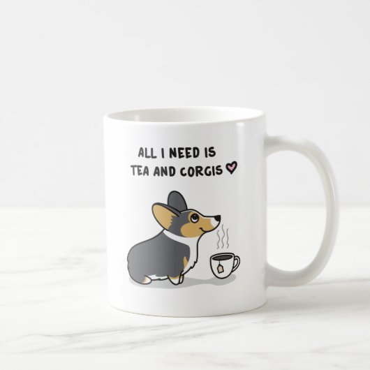 Tee u. Corgis [schwarzköpfige tri2] Kaffeetasse (Rechts)