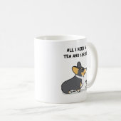 Tee u. Corgis [schwarzköpfige Tri] Kaffeetasse (VorderseiteRechts)