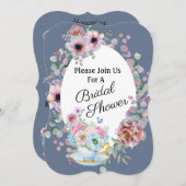 Tee und Blume Brautparty Einladung (Vorne/Hinten)