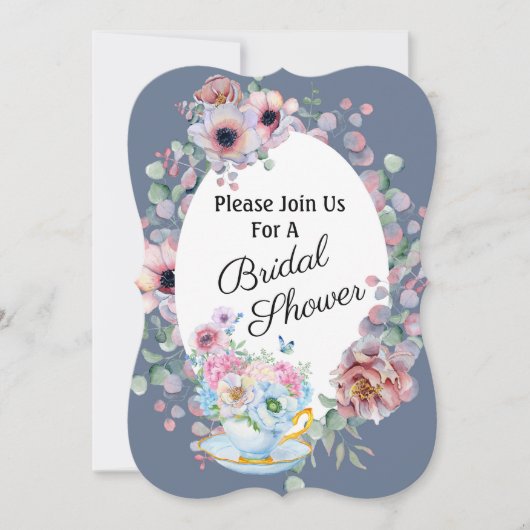 Tee und Blume Brautparty Einladung (Vorderseite)