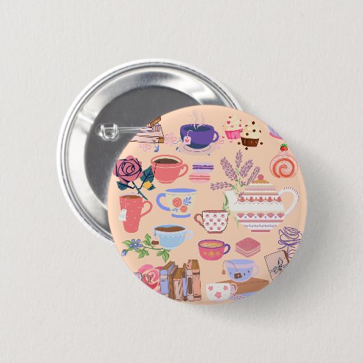 Tee und Bücher Button (Vorne & Hinten)