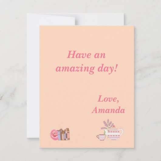 Tee und Bücher Geburtskarte (Rückseite)