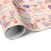 Tee und Bücher Geschenkpapier (Rolleneckpunkt)