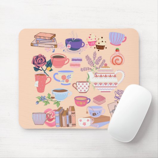 Tee und Bücher Mousepad (Mit Mouse)