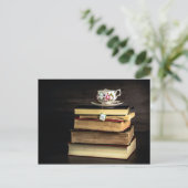 Tee und Bücher Postkarte (Stehend Vorderseite)