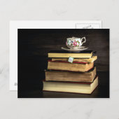 Tee und Bücher Postkarte (Vorne/Hinten)