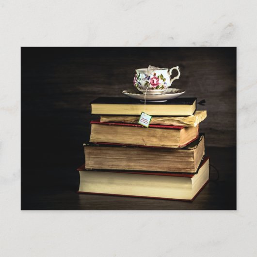 Tee und Bücher Postkarte (Vorderseite)