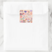 Tee und Bücher Quadratischer Aufkleber (Tasche)