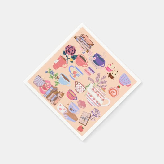 Tee und Bücher Serviette (Ecke)