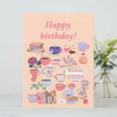 Tee und Bücher zum Geburtstag Karte (Stehend Vorderseite)