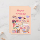 Tee und Bücher zum Geburtstag Karte (Vorderseite/Rückseite Beispiel)