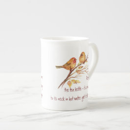 Tee- und Friend-Zitat, Sparrow-Vögel, Knochen-Chin Porzellantasse