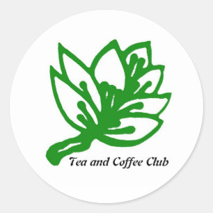Tee und Kaffee_GREEN_2, Tee- und Kaffeeclub Runder Aufkleber