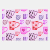 Tee und Kaffeebeutel farbenfroh rosa und Lila Geschenkpapier Set (Vorderseite 3)
