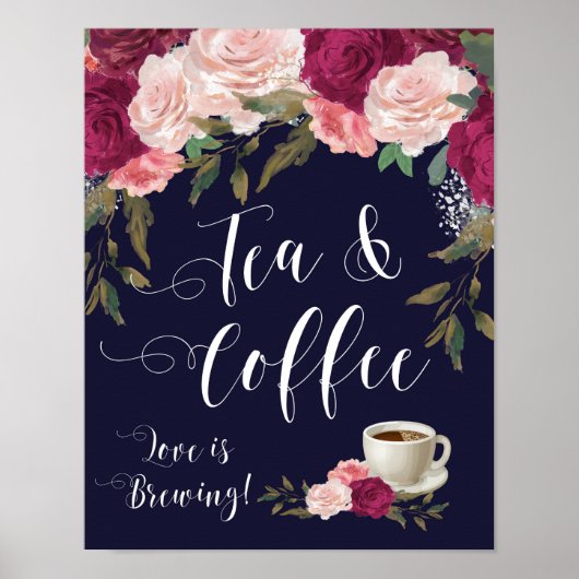 Tee- und Kaffeesignatur Hochzeitsposter Poster (Vorne)