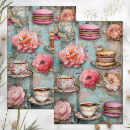 TEE UND MAKARONS DECOUPAGE TISSUPAPIER SEIDENPAPIER