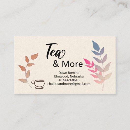 Tee und mehr visitenkarte (Vorderseite)