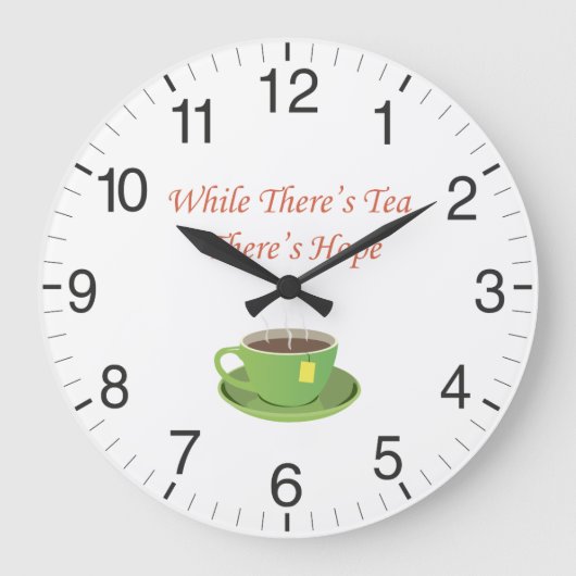 Tee und Optimismus Große Wanduhr (Vorderseite)