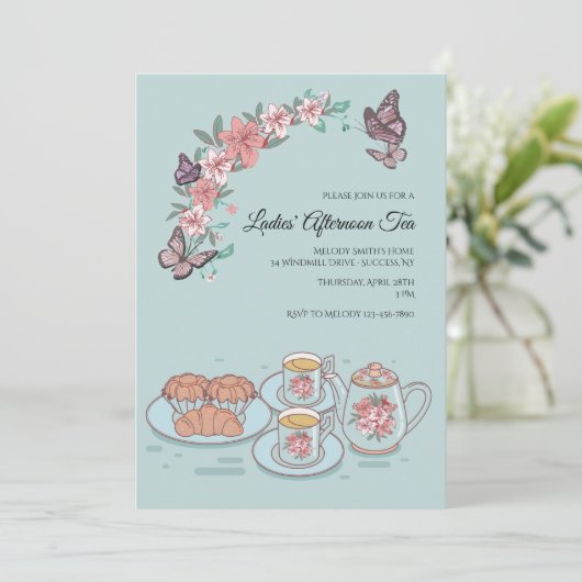 Tee-und Scone-Einladung Einladung (Stehend Vorderseite)