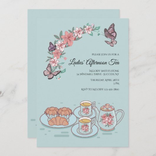 Tee-und Scone-Einladung Einladung (Vorne/Hinten)