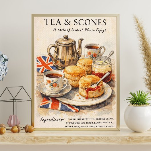 Tee und Scones Poster | Englische Teestunde Kunst