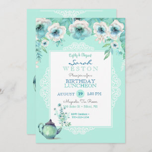 Tee und Tee Tee Wasserfarben Blume Einladung