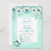 Tee und Tee Tee Wasserfarben Blume Einladung (Vorderseite)