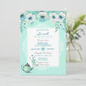 Tee und Tee Tee Wasserfarben Blume Einladung (Stehend Vorderseite)