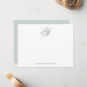 Tee- und Teebecher - Geschenkkarte für den grünen  Mitteilungskarte (Vorderseite/Rückseite Beispiel)