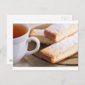 Tee und Teller aus frischen Keksen Postkarte (Vorne/Hinten)