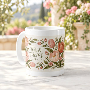 Tee und Tulpen Romantischer Blumenbecher Kaffeetasse