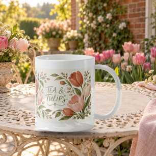 Tee und Tulpen Romantischer Blumenbecher Kaffeetasse