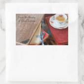 Tee und Vintage Bücher Buchzeichen Rechteckiger Aufkleber (Tasche)