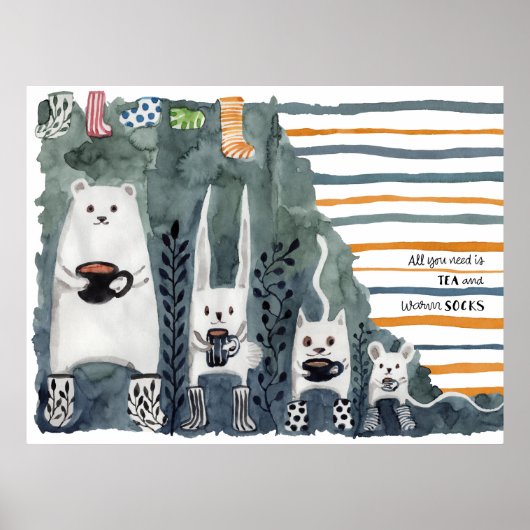 Tee und warme Socken Poster (Vorne)