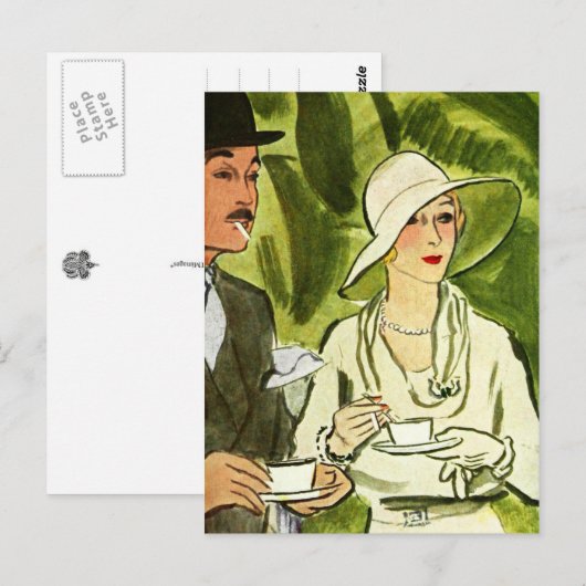 Tee und Zigaretten im Wald Postkarte (Vorne/Hinten)