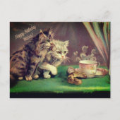 Tee Vintage Katzen Geburtstagswünsche| POSTCARD Feiertagspostkarte (Vorderseite)