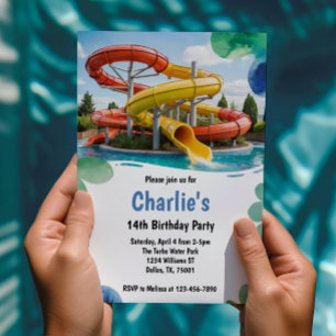 Tee Water Park Sommer Geburtstagsparty Einladung