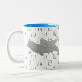 Tee Watercolor Ocean Animal Mother Baby Beluga Zweifarbige Tasse