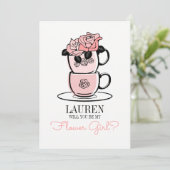 Tee wird mein Blumenmädchen sein Bridmaid Card Einladung (Stehend Vorderseite)