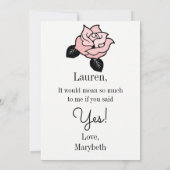 Tee wird mein Blumenmädchen sein Bridmaid Card Einladung (Rückseite)