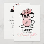 Tee wird mein Blumenmädchen sein Bridmaid Card Einladung (Vorne/Hinten)