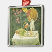 Tee-Zeit 1144 im Garten Silbernes Ornament (Links)