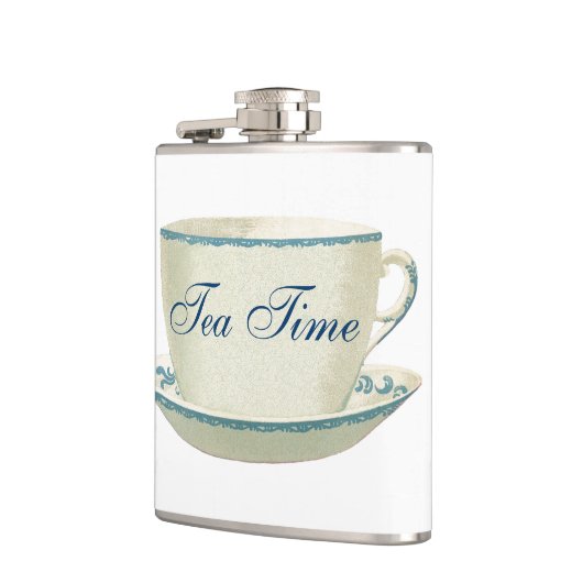 Tee-Zeit-blaue Tee-Schale Flachmann (Links)