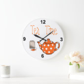 Tee-Zeit-orange u. weiße Küche Große Wanduhr (Zuhause)