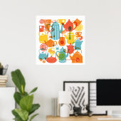 Teearmikel in hellen Farben Quadratisches Poster (Heimbüro)