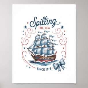 Teeausbreitung seit 1773 4. Juli Patriotik Poster