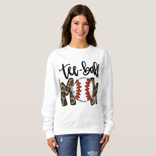 Teeball Mama Leopard Mama Funny Ball Mama Mutter D Sweatshirt (Vorne ganz)