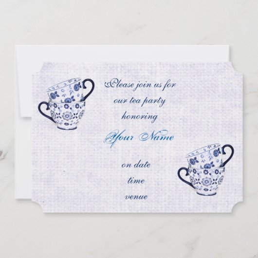 Teebecher aus klassischem Kobaltblut Einladung (Rückseite)