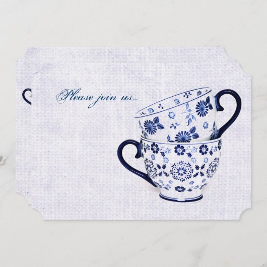 Teebecher aus klassischem Kobaltblut Einladung (Vorne/Hinten)