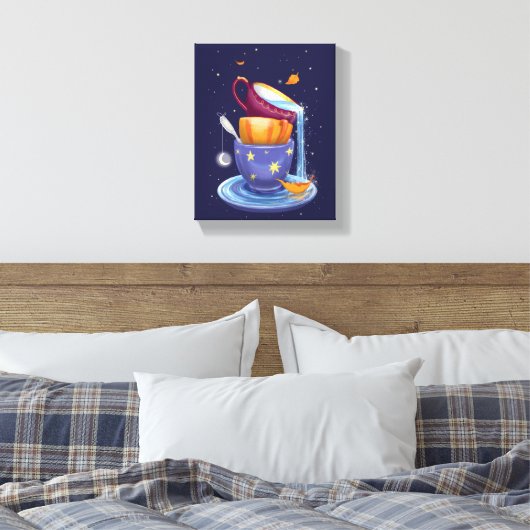 Teebecher fallen Whimsical Canvas Print Leinwanddruck (Insitu (Schlafzimmer))